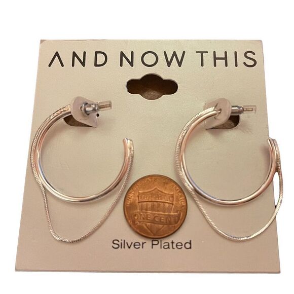 NWT
And Now This silver plate chain C hoop earrings - Picture 2 of 4